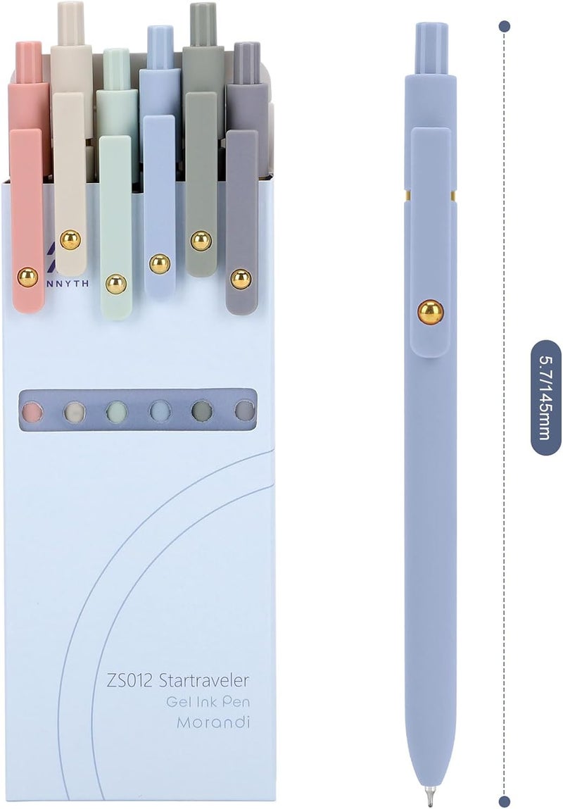 Ddaowanx Gel Pens, 0.5mm Fine Point Quick Dry Blue Ink Pens Retractable, Cute Colorful Barrel Smooth Writing Pen, Aesthetics Gifts for Women Men (6 Pcs-Blue Ink) - Image 2